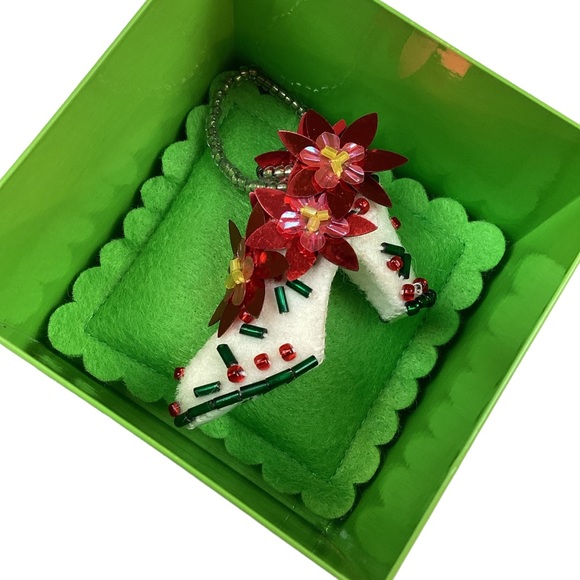 Michael Simon Handmade Poinsettia Shoe Christmas Tree Ornament - Picture 14 of 14